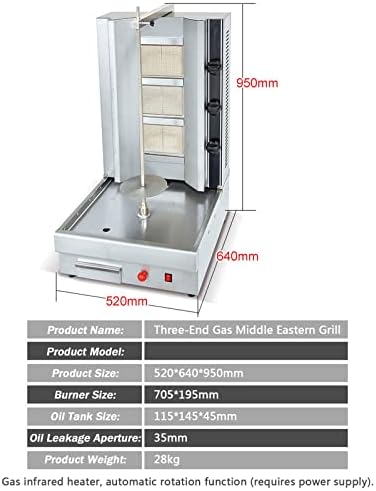 Kebab Machine Gas Vertical Grill Smokeless Barbecue Grill Stoves Stainless Steel with Burners 360° Rotation Automatic Kebab Machine for Shawarma, Chicken Roaster, Tacos Meat,style4 (Style2) - Image 2