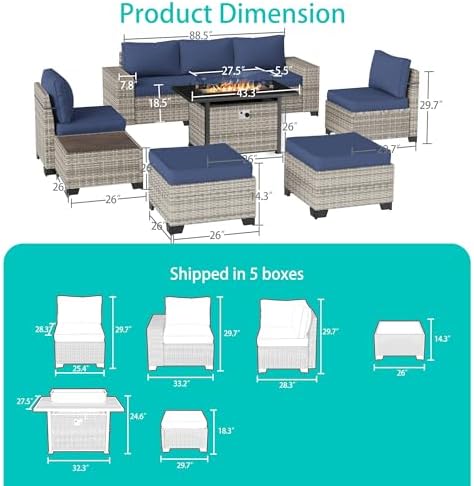 Outdoor Patio Furniture Set PE Wicker Rattan Outdoor Sectional Sofa - Image 3