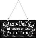 Hotop Metal Patio Sign Vintage Wall Decor for Outdoor, 10 x 5", Black by HOTOP