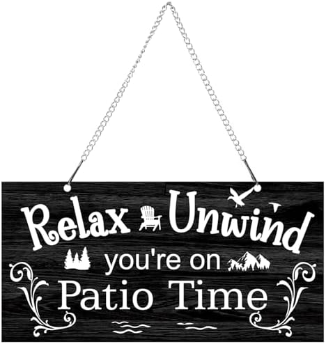 Hotop Metal Patio Sign Vintage Wall Decor for Outdoor, 10 x 5", Black by HOTOP