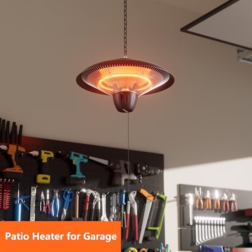 Danluke Outdoor Electric Patio Heater, 1500W Infrared Hanging Heater, Ceiling Mounted Carbon Fiber Heater for Patio, Porch, Garage and Balcony, Black - Image 6