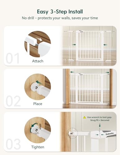 Babelio 36 in Tall Baby Gate for Stairs No Drilling, PressGuard, 29-48" W - Image 5