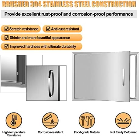 BBQ Access Single Doors 27Wx20H Flush Mount Stainless Steel Outdoor Kitchen Door for Outside Cabinets and BBQ Island - Image 7