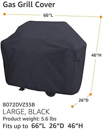 Amazon Basics Gas Grill Cover for Outdoor, Waterproof, Anti-UV, Water Resistant, All Weather Protection, Durable, 66 inch, Large, Black - Image 3
