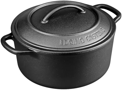Pre-Seasoned Cast Iron Dutch Oven Pot with Lid Dual Handle, Sourdough Bread Baking Pots, Bread Oven, Camping, Grill, Induction, Electric, Round 5 Quart, Black - Image 2