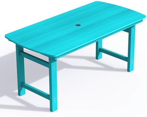 Ciokea HDPE Outdoor Patio Dining Table, All-Weather Furniture, Lake Blue by CIOKEA