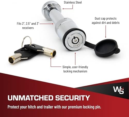 Weigh Safe Hitch Locking Pin - Stainless Steel Towing Accessory - Fits 2", 2.5" & 3" Receivers - Features a Dust Cover - Image 4