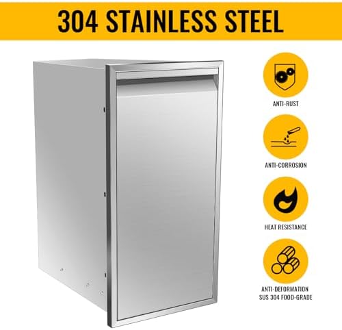 Outdoor Kitchen Drawers, Triple BBQ Drawers Stainless Steel Built-in Drawer For Outdoor Kitchen Island, Patio Grill Station,Trash Drawer - Image 7