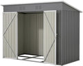 Thanaddo 4'x8' Metal Shed Outdoor Storage Shed,Metal Steel Utility Tool Shed Storage House with Double Lockable Doors and Air Vent for Backyard Garden Patio Lawn Gray by Thanaddo