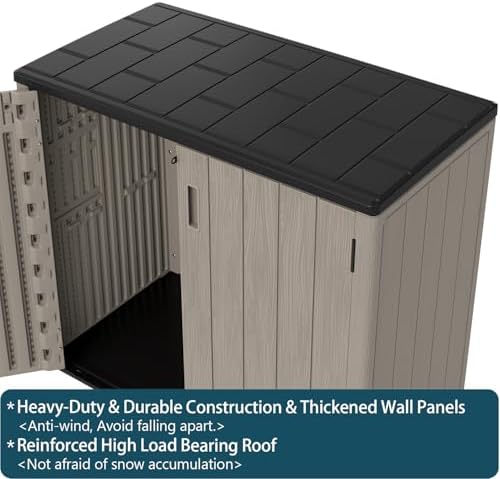 HOMSPARK Outdoor Storage Shed 37 Cu.Ft, All-Weather Resistant Resin Garden Sheds & Outdoor Storage Clearance with Floor, Double-Layer Plastic Tool Sheds for Patio, Garden & Lawn (Shallow Brown) - Image 5