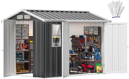 DWVO 7x5 FT Outdoor Storage Shed with 3 Lockable Doors and Window by DWVO