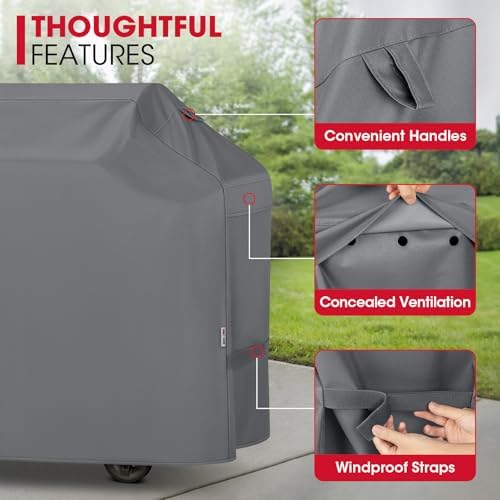 Unicook Waterproof Grill Cover, Heavy Duty All-Season, 70 Inch, Large, Gray - Image 6