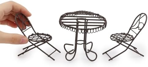 3 Pcs Miniature Bistro Table Chairs Set 1 12 Scale Dollhouse Accessories by Cuteminifulfillsallyourfantasiesabouttheminihomeinyourdreams
