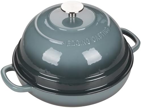 EDGING CASTING Enameled Cast Iron Dutch Oven Pot with Lid, Round Bread Oven for Homemade Sourdough Bread Baking, 6 Quart, Slateblue - Image 4