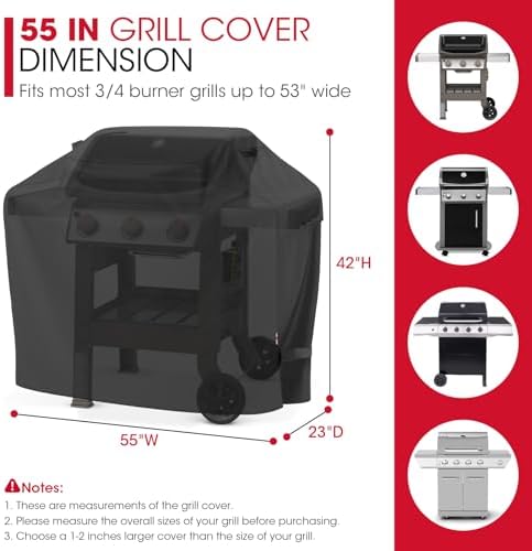 Unicook Grill Cover 55 Inch for Outdoor Grill, Heavy Duty, Waterproof, Fade Resistant, BBQ Cover with Handles/Straps/Air Vents, Compatible with Weber Charbroil Nexgrill Gas BBQs etc (Pack of 2) - Image 3