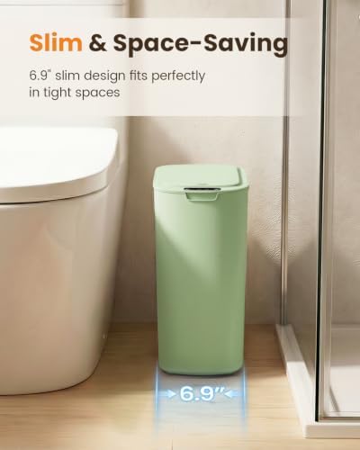 Cesun 5 Gallon Automatic Bathroom Trash Can with Lid, Green, Touchless - Image 3