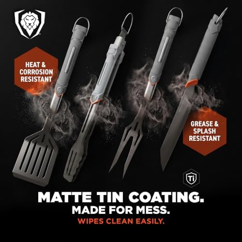 Dalstrong 4-Pc BBQ Grill Tool Set - Knife, Fork, Spatula & Locking Tongs - Image 4