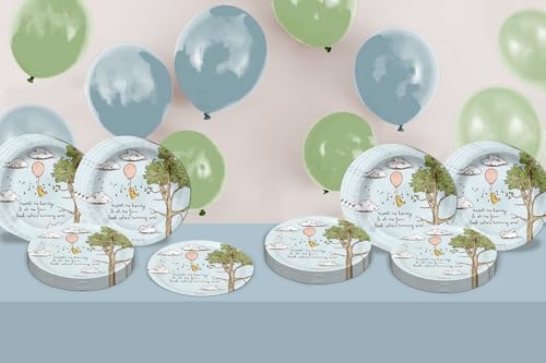 Pooh Bear First Birthday - 32 Piece Disposable Party Supplies - Decorations for Animal 1st Birthday Round Party Plates - Large 9" Paper Plates In Bulk - Image 6