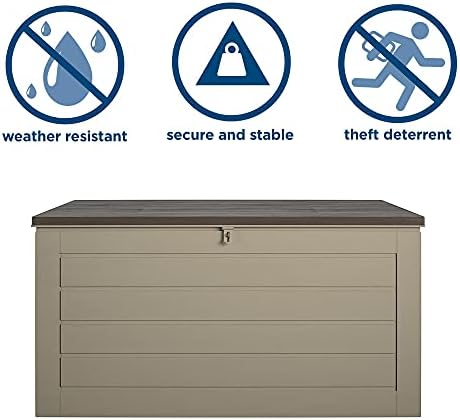 Cosco Outdoor Living 180 Gallon Patio Storage Box, Extra Large, Lockable Lid, Weather-Resistant, Tan/Brown - Image 4