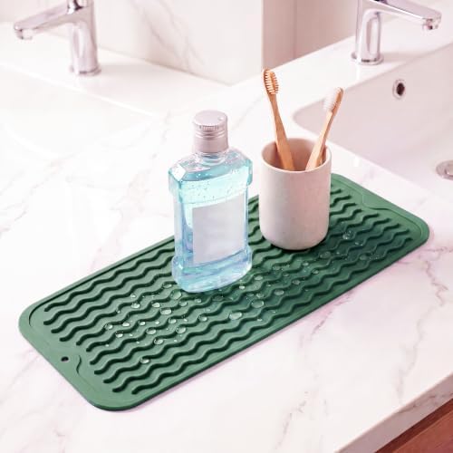 MicoYang Silicone Dish Drying Mat for Multiple Usage,Easy clean,Eco-friendly,Heat-resistant Silicone Mat for Kitchen Counter,Sink,Bar,Bottle,or Cup Green M 17 inches x 6 inches - Image 6