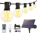 Larkvue 25FT Solar String Lights with Remote, 3 Modes, 11 G40 Bulbs, Black by Larkvue