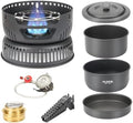ALOCS 11pc Lightweight Camping Cookware Set with Gas and Alcohol Stove by Alocs