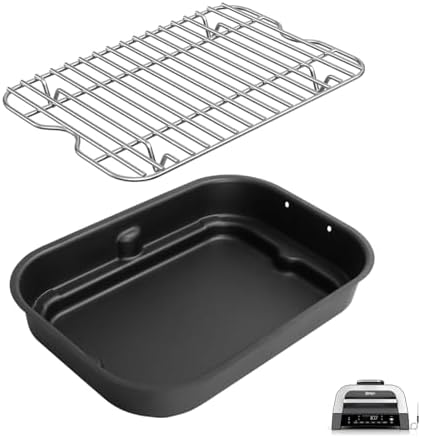 Outspark Grill Roast Rack and Cooking Pot for Ninja Foodi FG551/DG551 Smart XL Indoor Grill Accessories, Air Fryer Rack & Non-Stick Griddle Pan for Ninja Foodi DG651 by Outspark