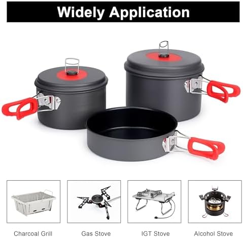 ALOCS Camping Cookware Set Camping Gear Compact Camping Pots and Pans Set - Image 6
