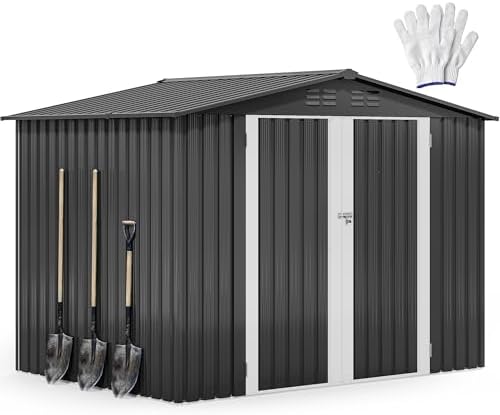 DWVO 7'x5' Large Metal Outdoor Storage Shed, Tool Sheds, Dark Gray by DWVO
