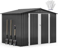 DWVO 7x5ft Metal Outdoor Storage Shed, Waterproof Tool Shed Heavy-Duty Storage Unit with Lockable Door and Vents, Ideal for Bicycles, Tools, Lawnmowers, Backyards, Patios, Lawns - Dark Gray by DWVO