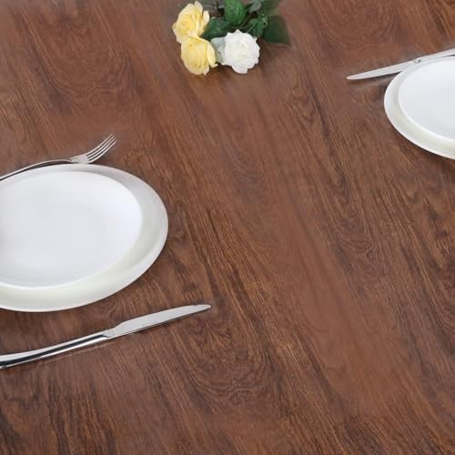 LUSHVIDA Round Tablecloth, Fitted Table Cloth for 45"-56" Tables, Oak - Image 6