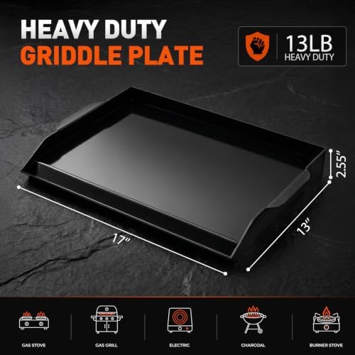 Cast Iron Griddle for Stove Top Griddle for Gas Grill Range Oven 17" x 13" - Image 2