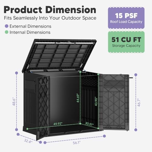 Large Outdoor Storage Shed, Heavy Duty Weatherproof Storage Cabinet - Image 3