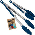 GORILLA GRIP Stainless Steel Kitchen Tongs for Cooking, 2 PK, Blue by GorillaGrip