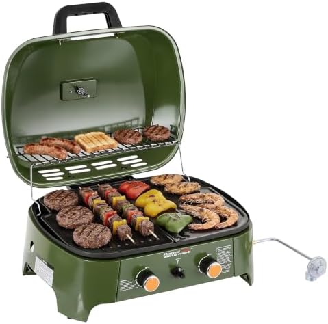 GT2008L Portable 2-Burner Gas Grill Olive Green by GrillsHouse