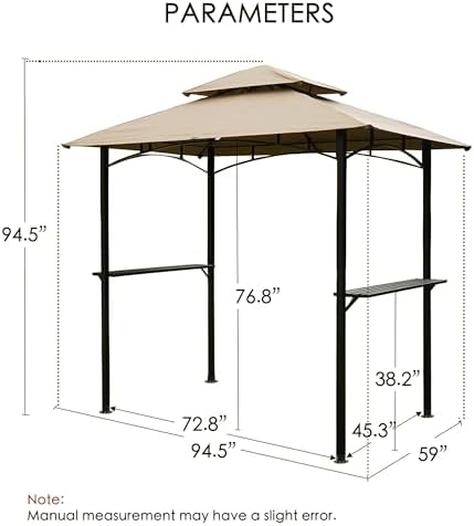 Kozyard Andra 8' x 5' BBQ Grill Gazebo Canopy Tent, Vented Soft Top Roof - Image 6