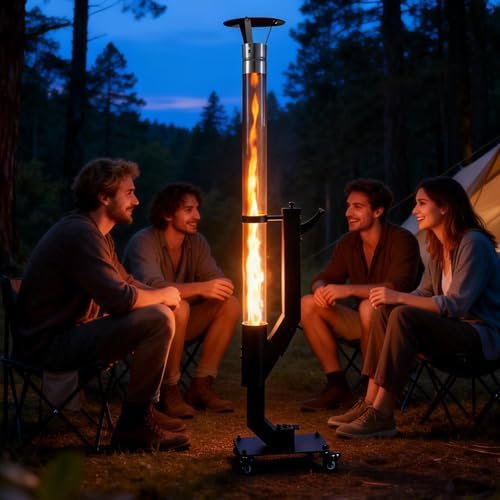 64 Inch Wood Pellet Patio Heater with Stainless Steel Rain Cap - Image 2