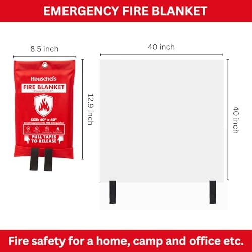 Emergency Fire Blanket for Home & Kitchen, Fiberglass Fire Suppression Blanket, 40" x 40" Heat Resistant Fire Safety Blanket for Grill, Fireplace, Camping, Car, Office & Emergency (Pack-04) - Image 6