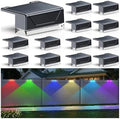 LIANGLOME 12PK Solar Fence Lights Outdoor Waterproof LED - Warm White & RGB 6 Color, Dusk to Dawn Deck Light, IP65 Waterproof Garden Lights for Outside/Backyard/Railing/Step/Patio/Wall by LIANGLOME