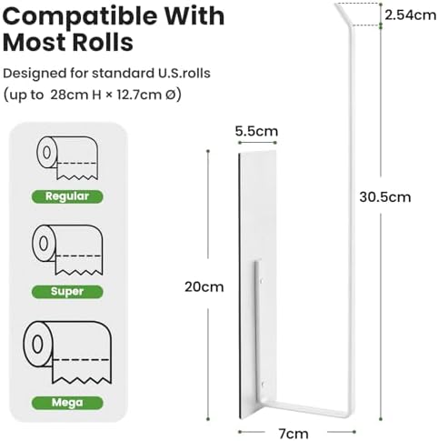 Paper Towel Holder Magnetic, Magnetic Paper Towel Holder for Fridge, Toilet Paper Roll Holder Magnet Towel Rack Wall Mount Shelf Bar for Towels Rolls Bathroom RV Dorm Kitchen Wall Decor, White 2 Pack - Image 3