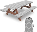 6ft 72in Picnic Table and Bench Cover, 3 Pack, Gray-White Moroccan by KENOBEE