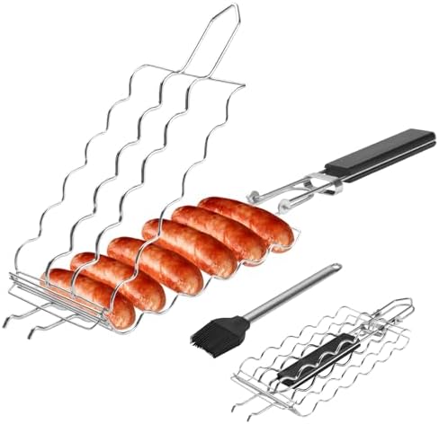 Hot Dog Holders for Grilling with Brush - 6 Hotdog BBQ Basket by Unknown