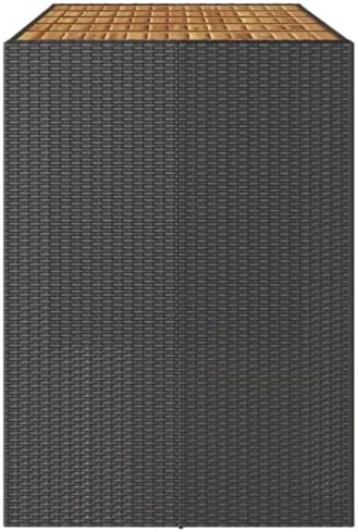 Garden Bar Table Black, Acacia Wood Top, Powder-Coated Steel Frame, 72.8" Outdoor Dining Table for Patio, Balcony, Backyard Furniture Garden Furniture - Image 6