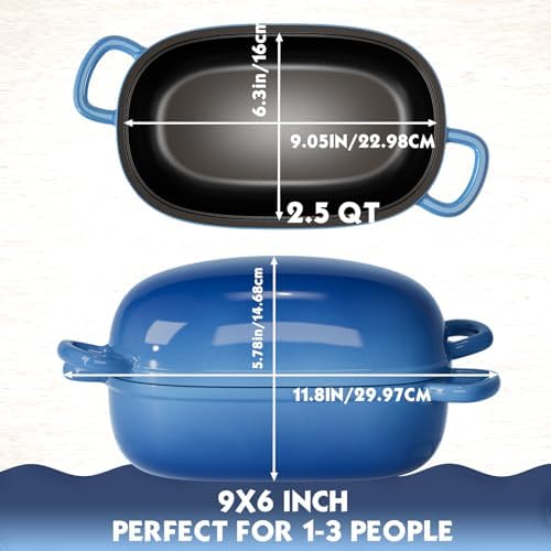 Dutch Oven 9x6 Inch, 2.5QT Cast Iron Bread Pans for Bread Baking - Image 3