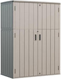 HOMSPARK Outdoor Storage Shed 57 Cu.Ft, All-Weather Resistant Resin Garden Sheds & Outdoor Storage Clearance with Floor, Double-Layer Plastic Tool Sheds for Patio, Garden & Lawn (Shallow Brown) by HOMSPARK