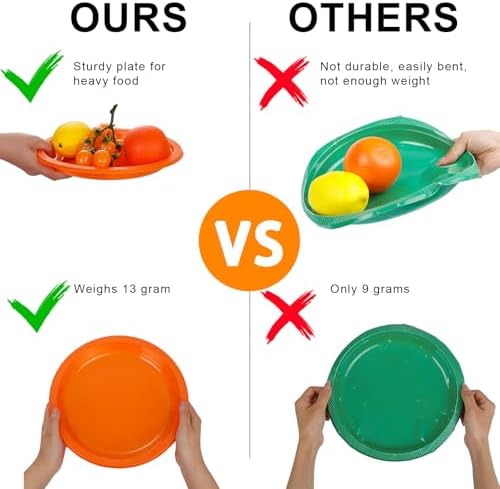 WELLIFE Orange Plastic Plates 7 Inch 50 Count Halloween Plates - Image 5