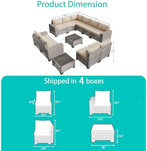 Outdoor Patio Furniture Set PE Wicker Rattan Outdoor Sectional Sofa - Image 6