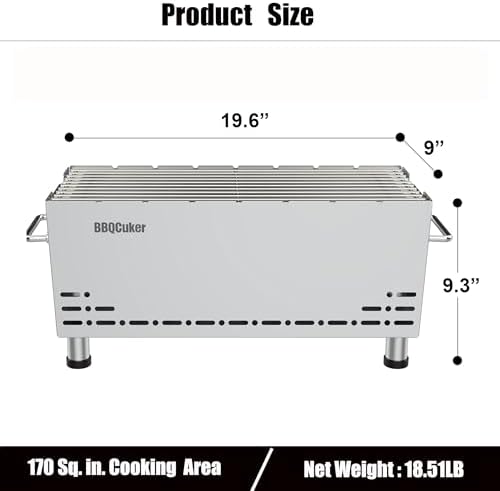 Portable Tabletop Charcoal Grill with Travel Bag, 170 Sq. In.Cooking Area - Image 3