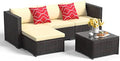 Aiho Patio Furniture Set All Weather Outdoor Sectional Patio Sofa Set with Tempered Coffee Table, for Backyard Porch, Beige by AIHO