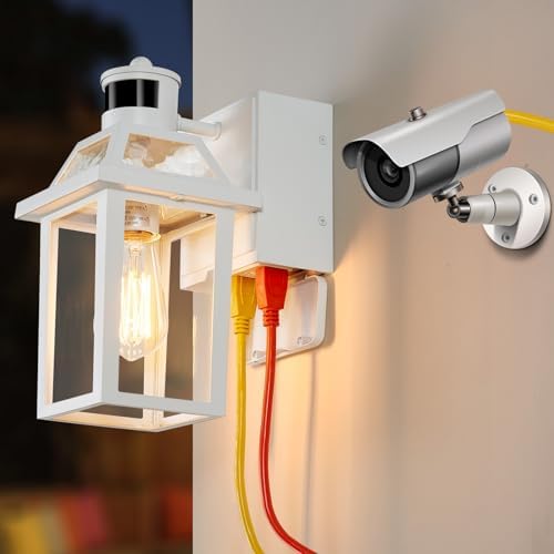 Porch Lights with GFCI Outlet Dusk to Dawn Outdoor Lighting White 1Pack - Image 6